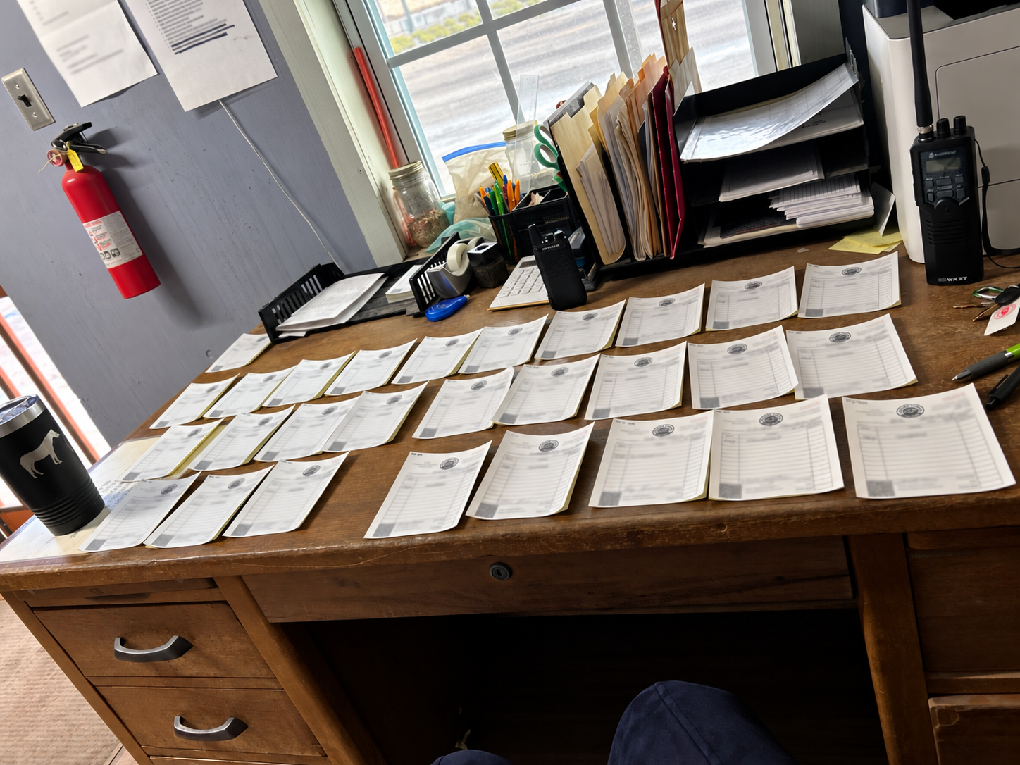 Daily haul tracking sheets used to record trucks and completed loads